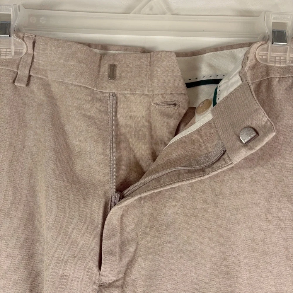 Cubavera Mens 32x34 Khaki Linen Blend Beachcore Flat Front Pants Old Money